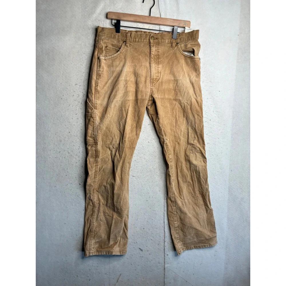 Genuine Dickies Mens Carpenter Pants Duck Brown Tan Utility Workwear 34x32 6404